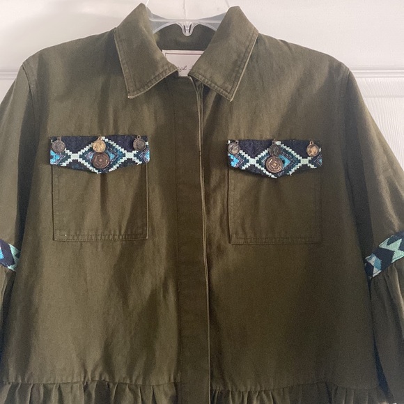 Beautiful Stories/Anthropologie Inika Olive Green Utility Jacket - Size XSmall - Picture 4 of 13